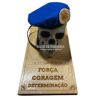 SERVIR EM SEGURANÇA Placa personalizável com boina das Nações Unidas miniatura + caveira