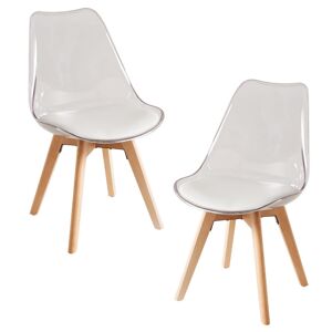 Presentes Miguel Pack 2 Cadeiras Synk Transparentes Assento - Branco