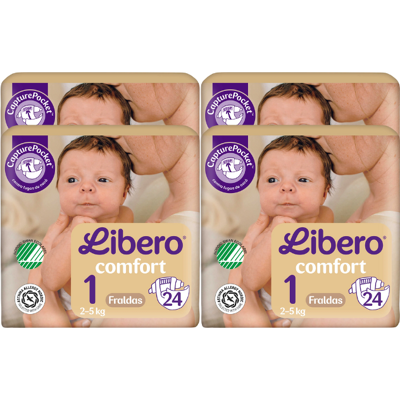 Libero Comfort 1 24 fraldas Pack 4 unidades Libero Comfort 1 24 fraldas Pack 4 unidades