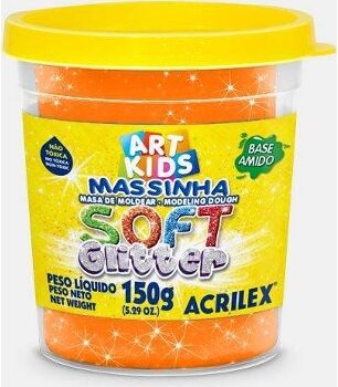 Acrilex Plasticina Soft Glitter Laranja 150 g (Idade Mínima: 3 anos)