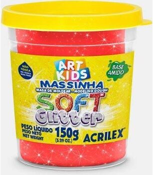 Acrilex Plasticina Soft Glitter Vermelho 150 g (Idade Mínima: 3 anos)