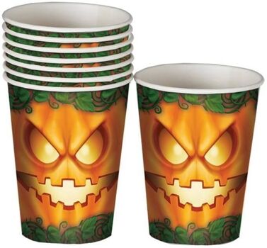 Disfrazzes Decorações de Halloween Copos Abóbora (8 Un - 10 cm)