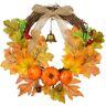 Zmdecqna Coroa de Outono Artificial de 30 Cm para Porta Da Frente Coroa de Flores com Sino de Abóbora para O Halloween