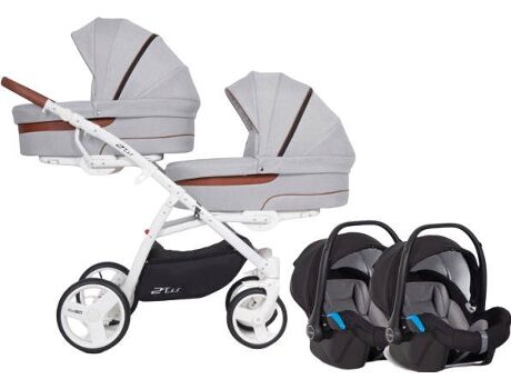 Easygo Carrinho de Bebé Gémeos Isofix Ready Grey Fox