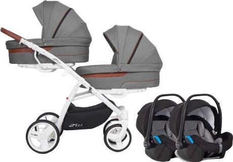 Easygo Carrinho de Bebé Gémeos Isofix Ready Cinzento