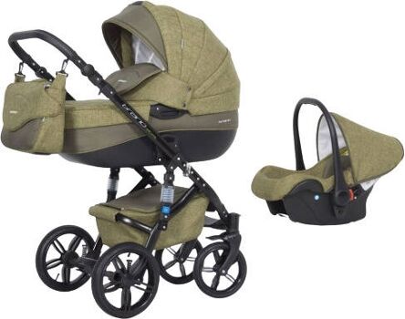 Riko Carrinho de Bebé Individual Brano Natural + Carlo Isofix Ready Olive