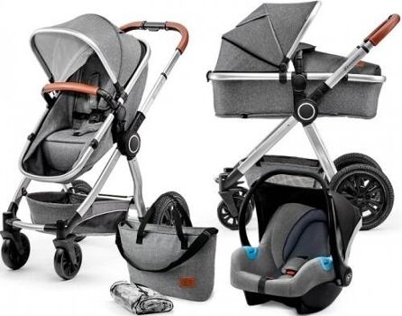 Kinderkraft Carrinho de Bebé Trio 3 Em 1 Veo Grey Cinzento (101.5 x 59.5 x 106 cm)