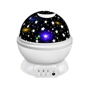 Sld Starry Sky Projector Night Light com 8 modos de efeito leve / soquete USB / 360 ° Rotação - Presente popular para crianças em 2021, (branco)