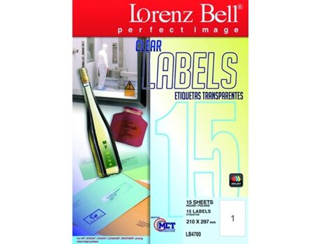 Lorenz Bell Etiquetas Transparentes Polyester LB4700 (210 x 297mm - 15 fls)