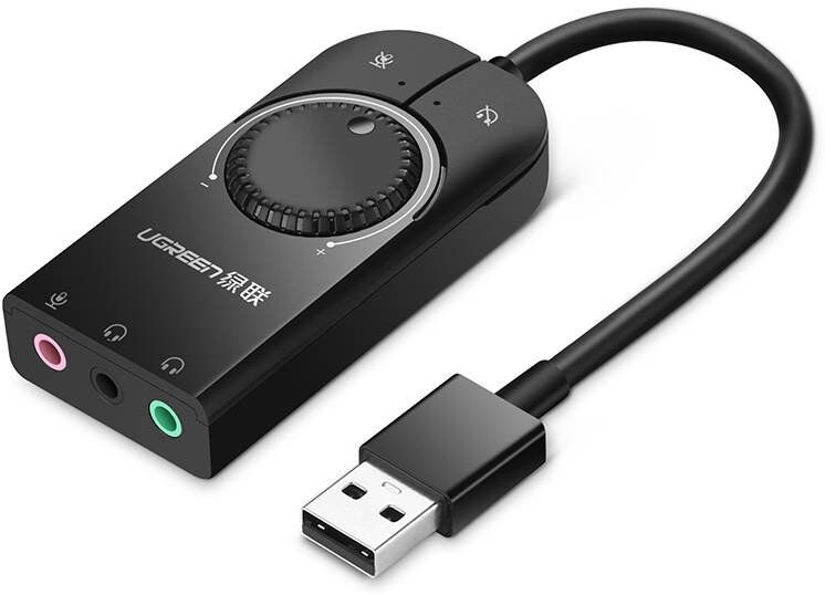 Ugreen Placa de Som Externa Usb 15cm (Preto)