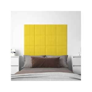 Vidaxl Painel de parede 12 pcs 30x30 cm tecido 1,08 m² amarelo