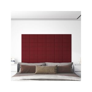 Vidaxl Painel de parede 12 pcs 30x15 cm tecido 0,54 m² vermelho tinto