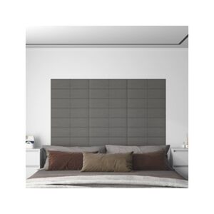 Vidaxl Painel de parede 12 pcs 60x15 cm tecido 1,08 m² cor cinza-claro