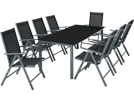 Tectake Conjunto de Cadeiras de Jardim (Cinzento Escuro - Alumínio - 189x90x72.7 cm)