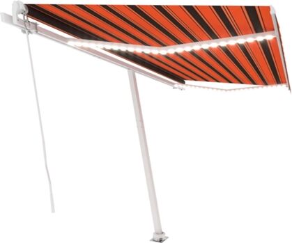 Vidaxl Toldo Retrátil Manual com Led Laranja (450 x 300 cm)