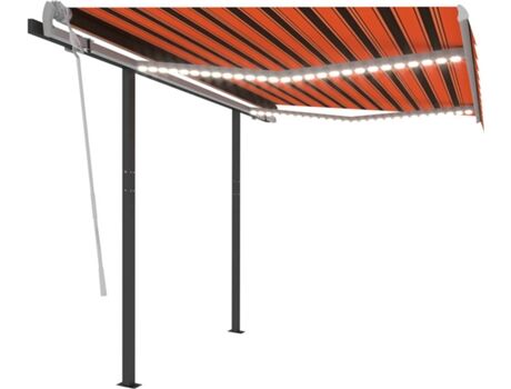 Vidaxl Toldo Retrátil Manual com Led Laranja (350 x 250 cm)