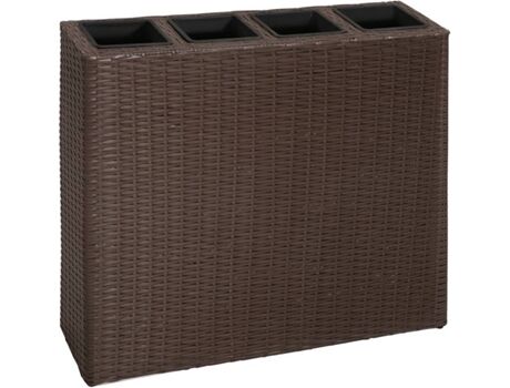 Vidaxl Floreira Vime com 4 Vasos (Castanho - 79x22x76 cm)