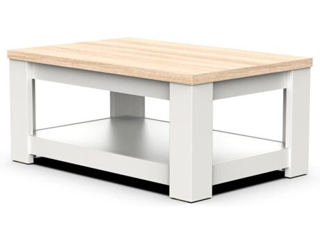 Lourini Mesa de Centro POEMA (Branco - Carvalho - 40x90x60 cm)