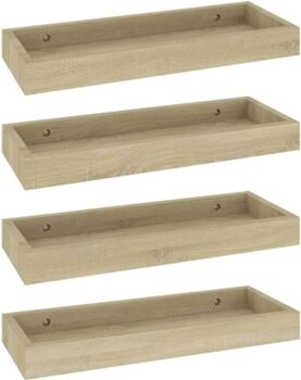 Vidaxl Prateleira de Parede 4 Peças (Castanho - MDF - 40x15x4 cm)