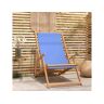 Vidaxl Cadeira de praia dobrável madeira de teca maciça azul