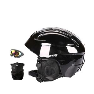 Slowmoose Capacete de esqui masculino / feminino e infantil, equipamento de capacete de snowboard adulto de skate de segurança moldado[Preto / M]
