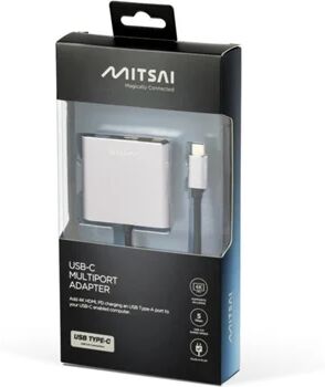 Mitsai Adaptador (USB-C - HDMI - USB-C - USB 3.0 - Cinzento)