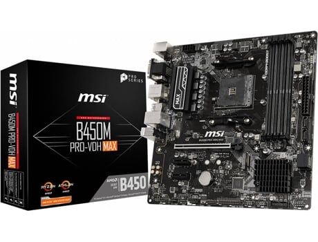 MSI Motherboard B450M PRO-VDH MAX (Socket AM4 - AMD B450 - Micro-ATX)