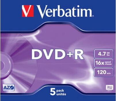 Verbatim Disco virgem DVD+R 16x 4,7 GB pack 5