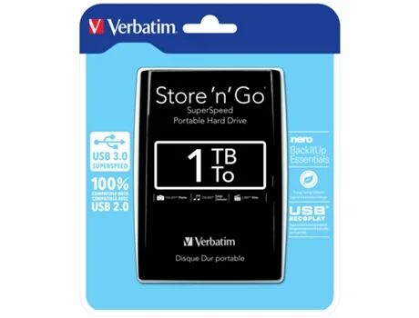 Verbatim Disco Externo HDD Store 'n' Go (2.5'' - 1TB - Preto)