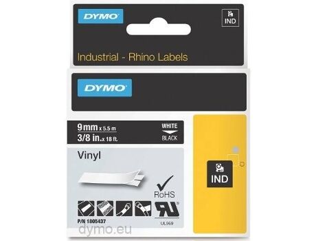 Dymo Fitas Rhinopro Vinil 9Mm Br/Pr 5X