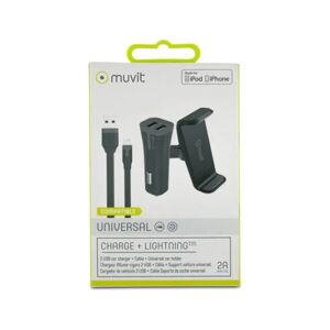 Muvit Pack Auto cabo USB e Carregador auto USB 2A Lightning