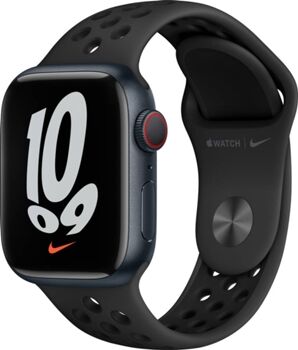 Apple Watch Nike GPS+Cellular 41 mm Meia-noite com Bracelete Desportiva Nike Antracite/Preto