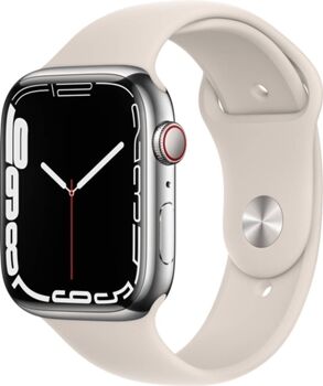 Apple Watch Series 7 GPS+Cellular 45 mm Prateado com Bracelete Desportiva Luz das Estrelas