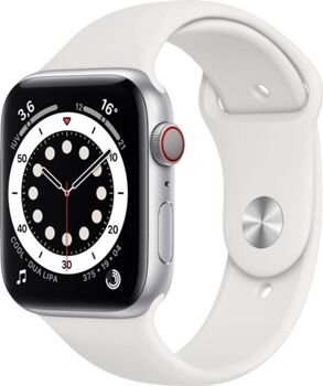 Apple Watch S6 44 mm Cellular Prateado, Branco Sport Band