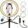 Jeiibrzui Ring Light com Tripé Celular Regulável Ring Light para Live Streaming/Zoom Meetings/Youtube Video/Volg/Tiktok Compatível com Iphone e Android