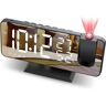 Sunmostar Projector Alarm Clock Ceiling Fm Radio Alarm Clock Projection 180° Digital Clock With 7' Led Mirror Screen Usb Charging Port Snooze Function Dual Ala