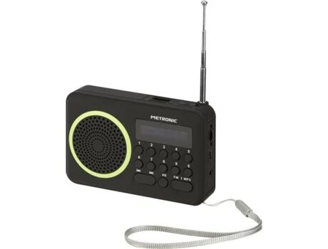 Metronic Rádio Digital 477202 (Preto / Verde - Digital - AM/FM - Bateria)