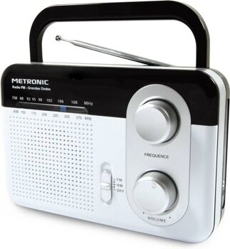 Metronic Rádio 477220 (Branco - Analógico - AM/FM - Pilhas e corrente)