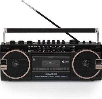 Ricatech Rádio Gravador PR1980 Ghettoblaster (Preto - Analógico - AM /FM/ SW - Pilhas e Corrente)