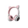 Slowmoose Auscultadores Bluetooth 5.0 Gato Fofo Auscultadores Hifi Menina / Filha Sem Fio para Pc Luz Rosa