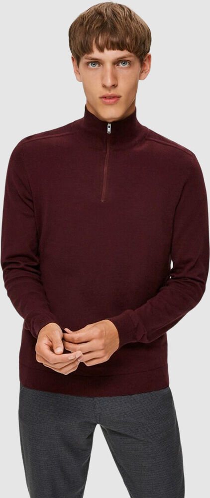 Selected Malha Homem Berg Half Zip Selected Bordeaux