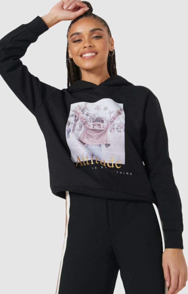 Only Sweatshirt Mulher Bloom Only Preto