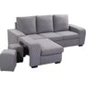 Nc Sofa Sofá Chaise Longue Reversível Nicolas E Poufs - Homycasa