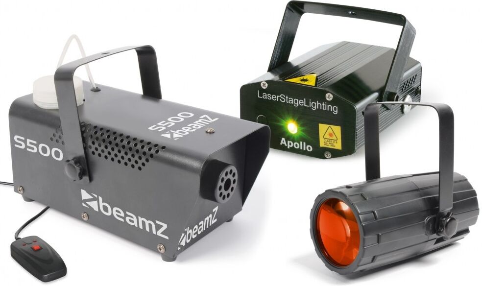 Beamz Pack Iluminação Disco (foco Led + Laser Verde/vermelho + Maq. Fumo 500w) - Beamz