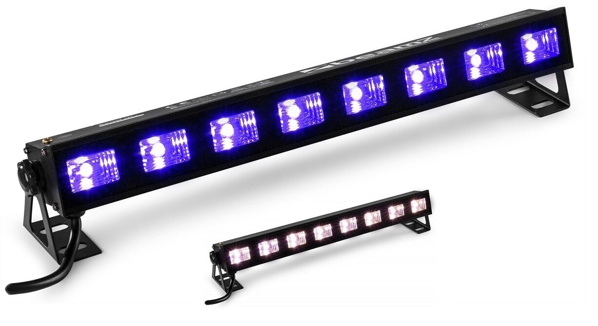 Beamz Barra Profissional "2-em-1" 8 Leds 3w Branco+uv (luz Negra) Buvw83 - Beamz