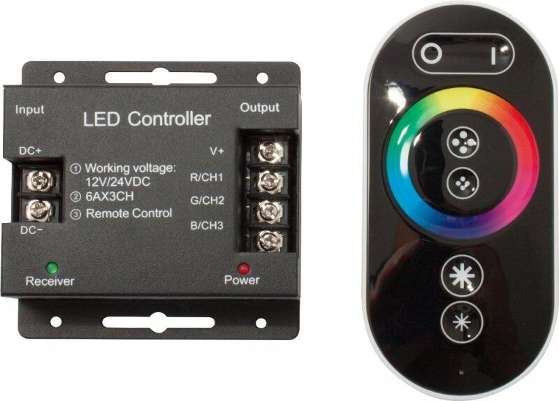 Default Controlador Rgb 12/24vdc 3x 6a 432w C/ Comando Tecnologia Touch