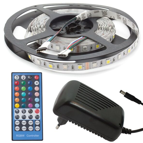 Default Pack Fita 300 Leds Rgb+w (5 Mts) 12v + Controlador + Fonte Alimentação