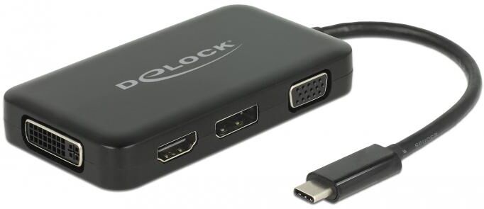 Delock Hub Usb C - Dvi / Hdmi / Displayport / Vga (preto) - Delock