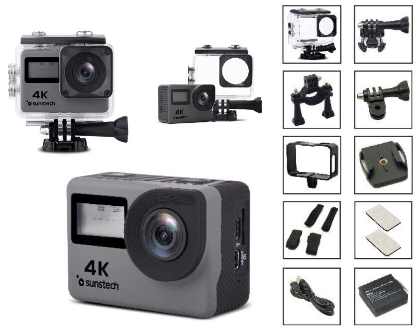 Sunstech Camara Ultra Hd 4k P/ Desportos Radicais C/ Wi-fi E Lcd