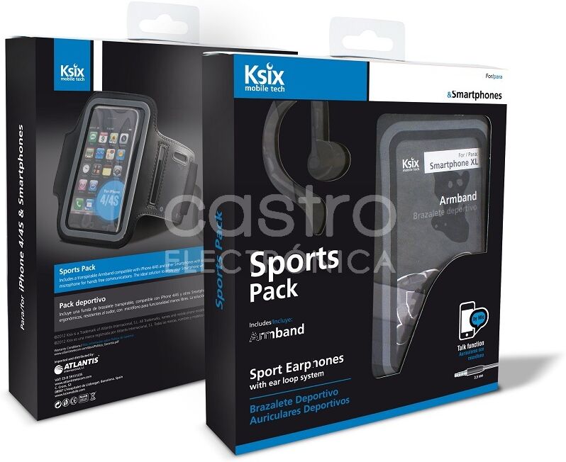 Ksix Pack Desportivo (auscultadores + Bolsa Braçadeira) P/ Smartphones - Ksix